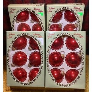 Christmas By Krebs Designer Glass Bulb Ornaments Candy Apple Red 6 Bulbs Per Box